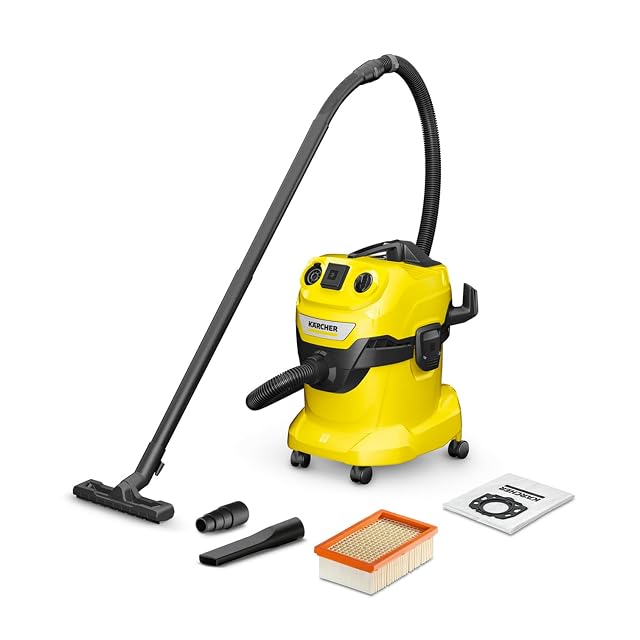 Aspiratore solidi e liquidi Kärcher WD 4 P V con presa di corrente e bocchetta per pavimenti a innesto, fotografia del prodotto