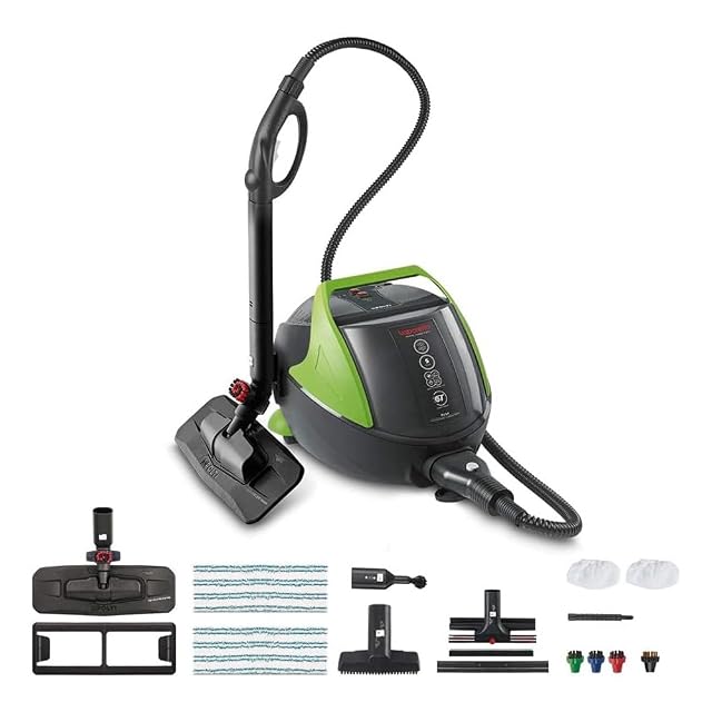 Pulitore a vapore Polti Vaporetto Pro 95 Turbo Flexi con caldaia e testa per pavimenti Vaporflexi, fotografia di prodotto
