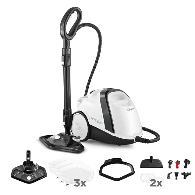 Pulitore a vapore Polti Vaporetto Smart 120 con caldaia e set di accessori, fotografia di prodotto