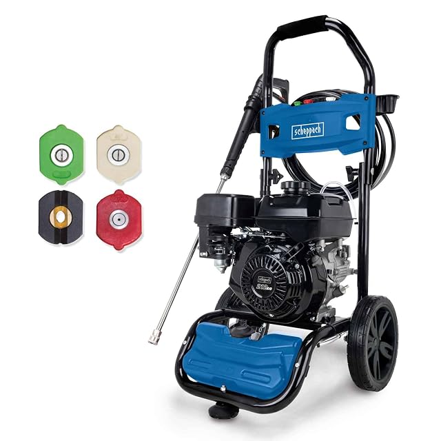 Idropulitrice a scoppio Scheppach HCP5000 con motore a quattro tempi e tubo da 9,2 m, fotografia del prodotto