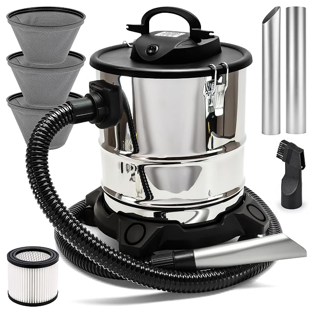 Aspiracenere Sellnet SN 121 con contenitore metallico da 20 litri e doppio sistema di filtrazione, fotografia del prodotto