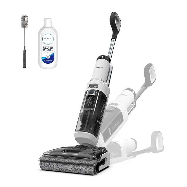 Lavapavimenti senza filo Tineco Floor One Stretch S6 sdraiata in piano con 13 cm di passaggio, fotografia di prodotto